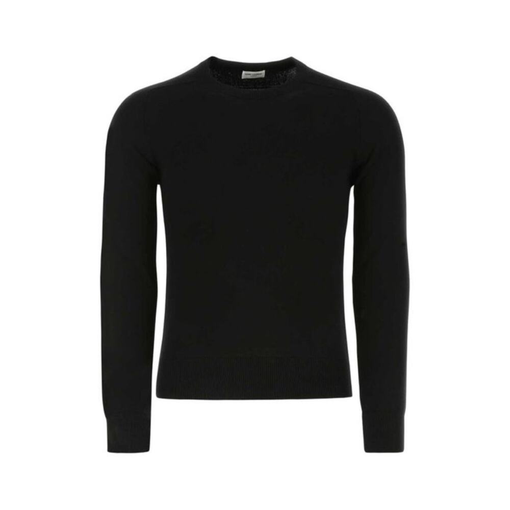 Saint Laurent Black Cashmere Pullover Sweater Ribbed Trim Womens Size XXS‎